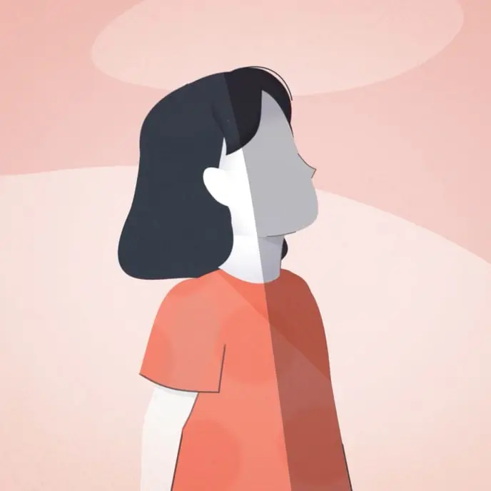 Illustrated woman in profile